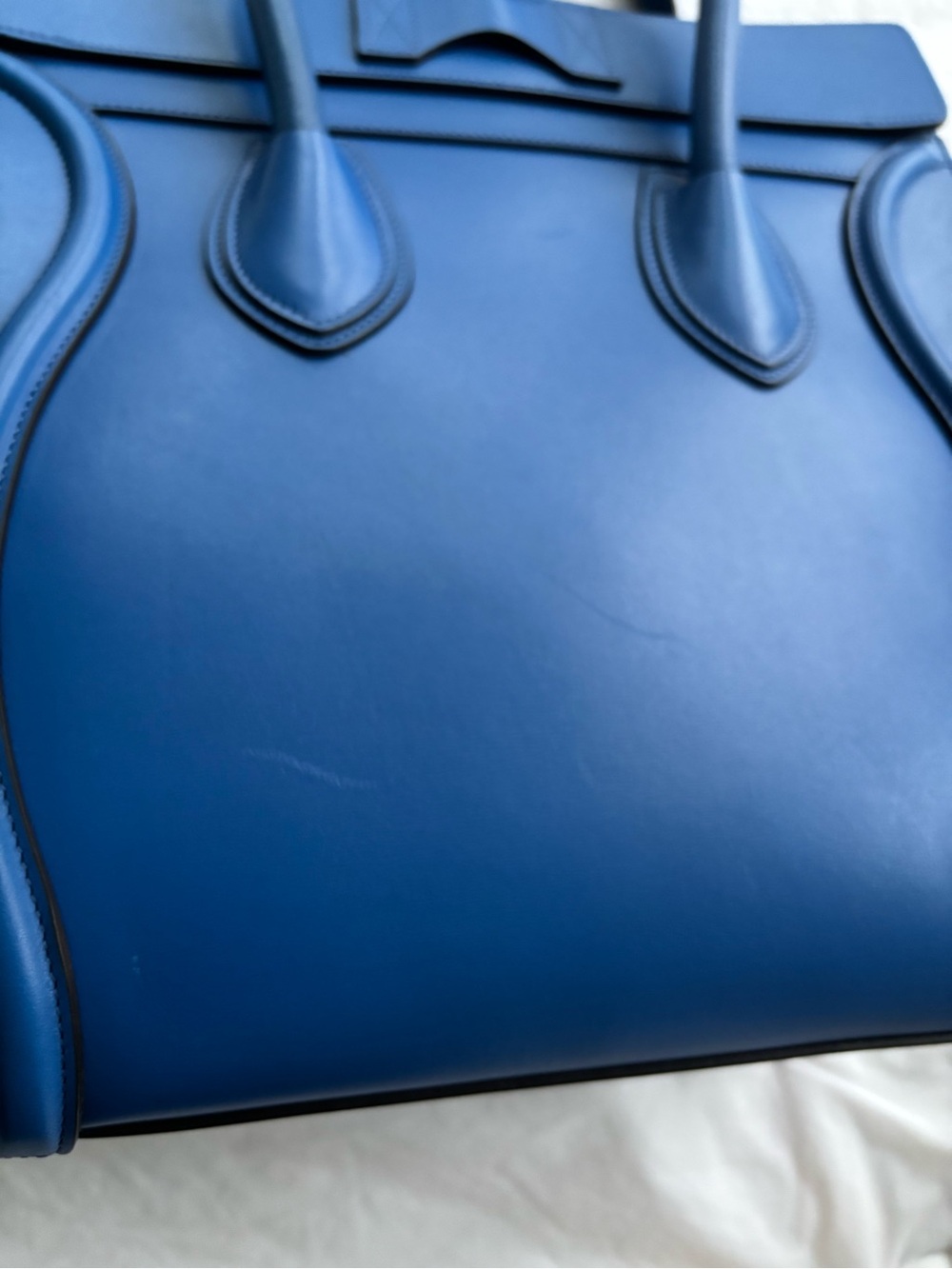 Celine Leather Luggage Mini in Cobalt Blue - Picture 6 of 13